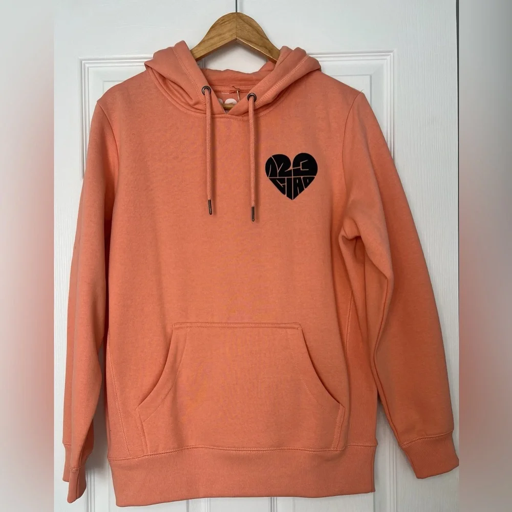 123Ciao Peach Hoodie Sweatshirt | Heart Logo Graphic | NWT | Size S - Picture 1 of 9